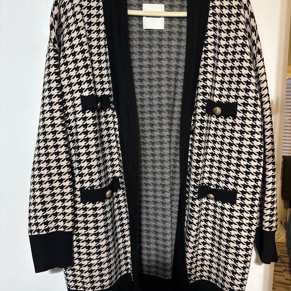 Sandro Monochrome Houndstooth Knit